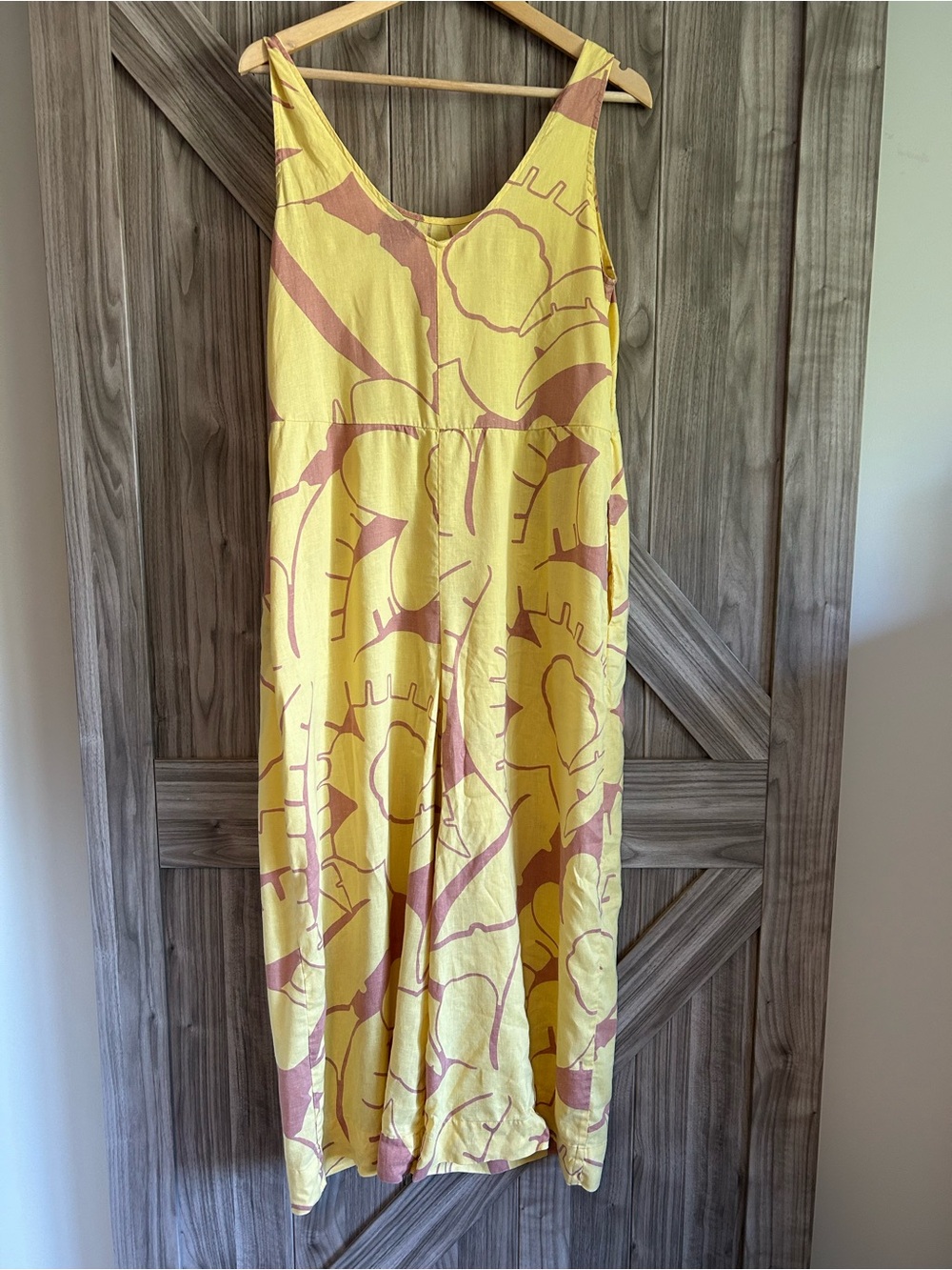 Patagonia Garden Island Hemp Jumpsuit Wide Leg Abundance Surfboard Yellow Size M